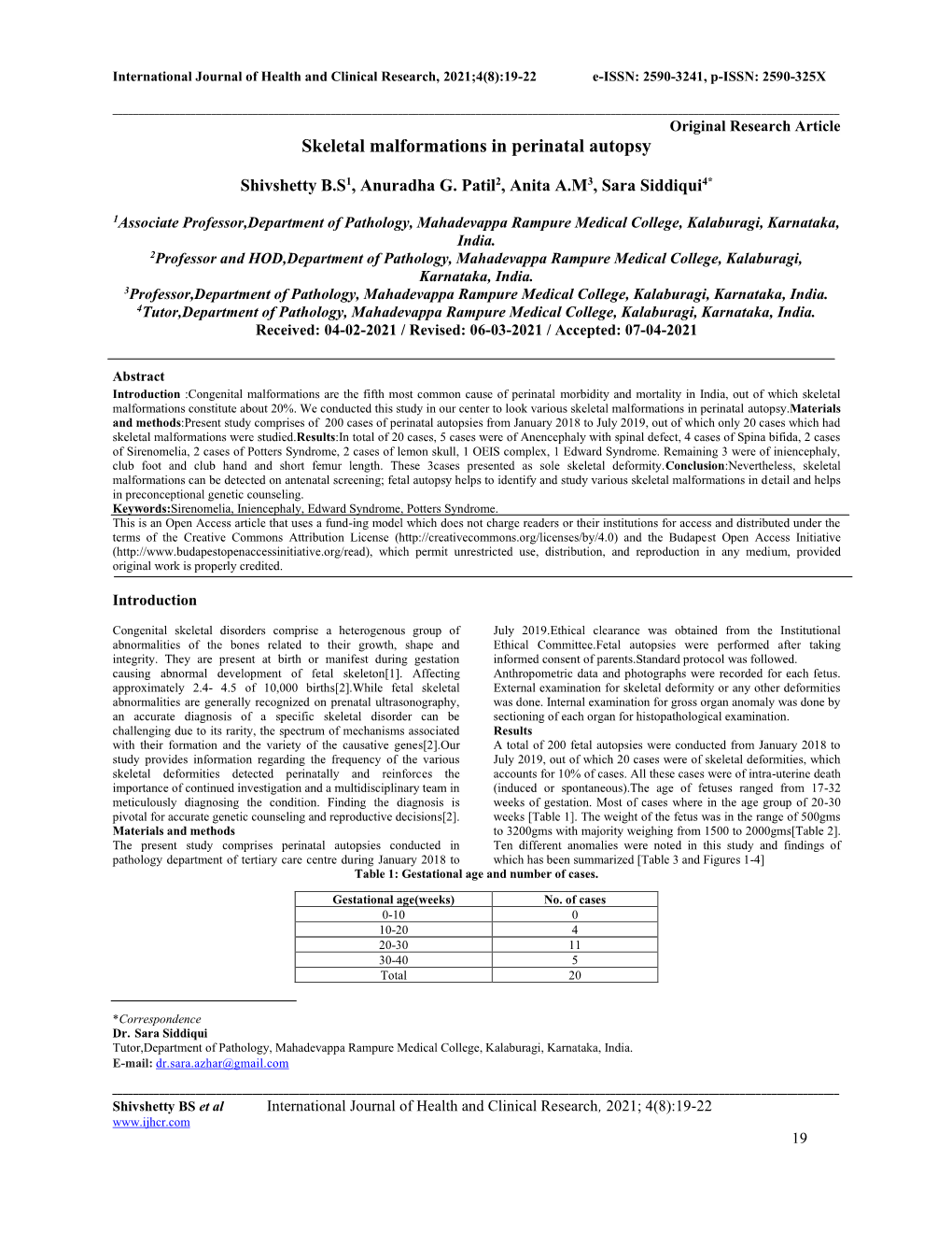 Skeletal Malformations in Perinatal Autopsy