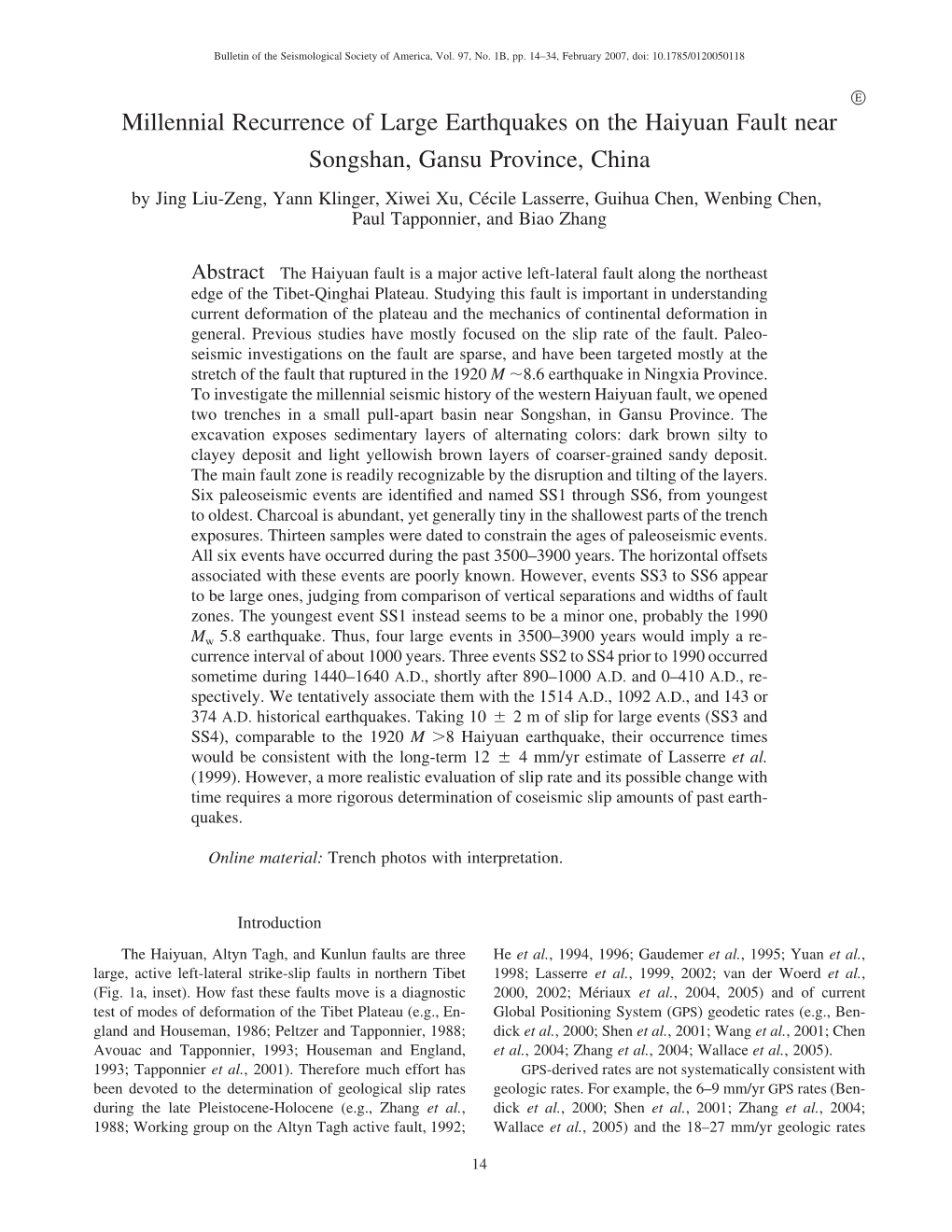 Millennial Recurrence of Large Earthquakes on the Haiyuan Fault