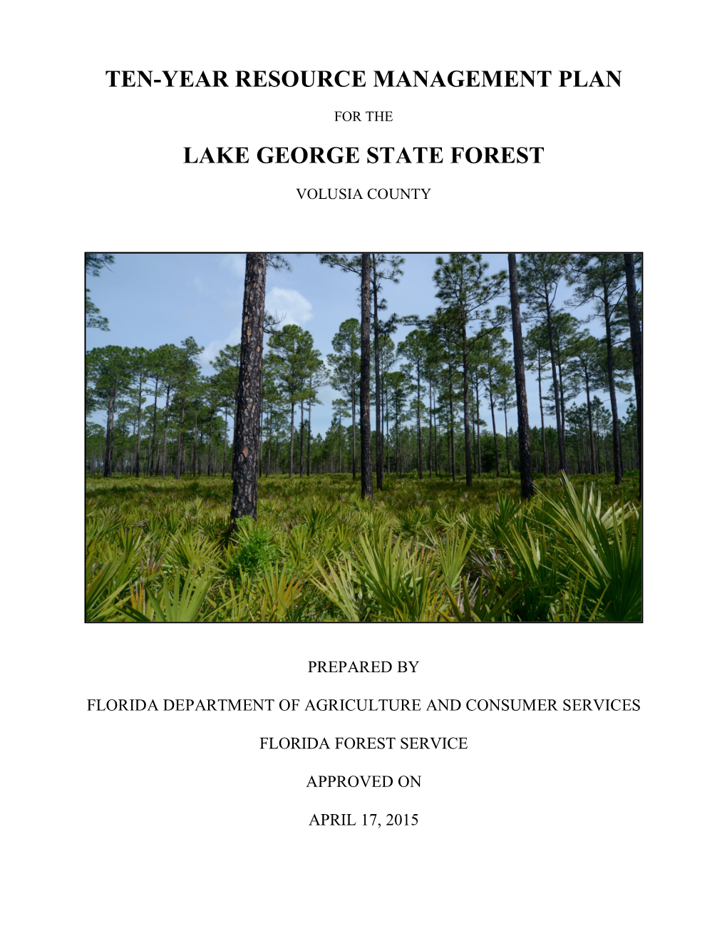 Lake George State Forest Management Plan