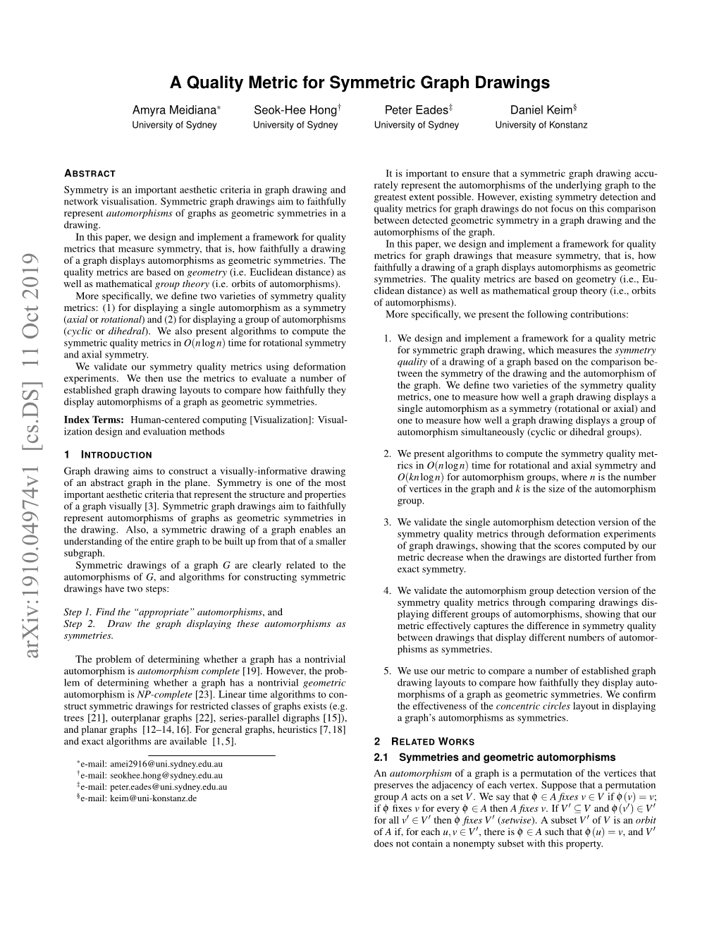 A Quality Metric for Symmetric Graph Drawings