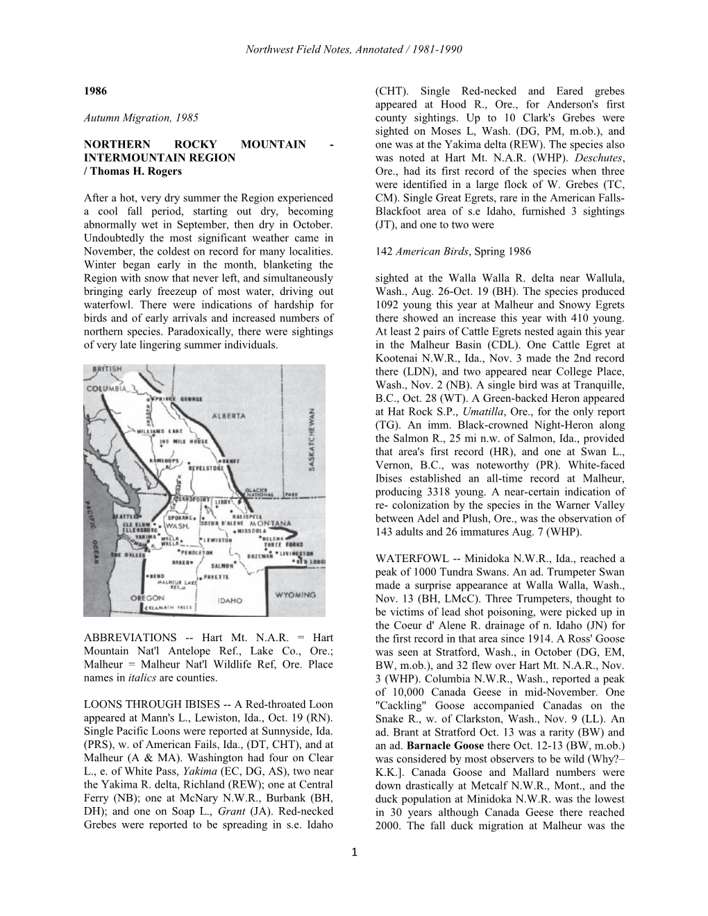 Northwest Field Notes, Annotated / 1981-1990