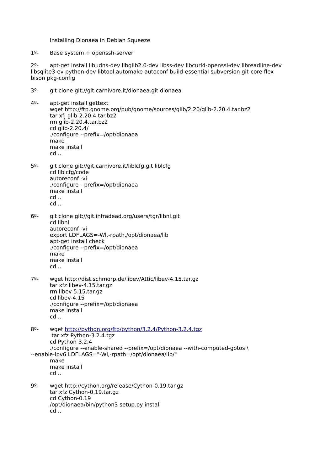 Installing Dionaea in Debian Squeeze 1º- Base System + Openssh-Server