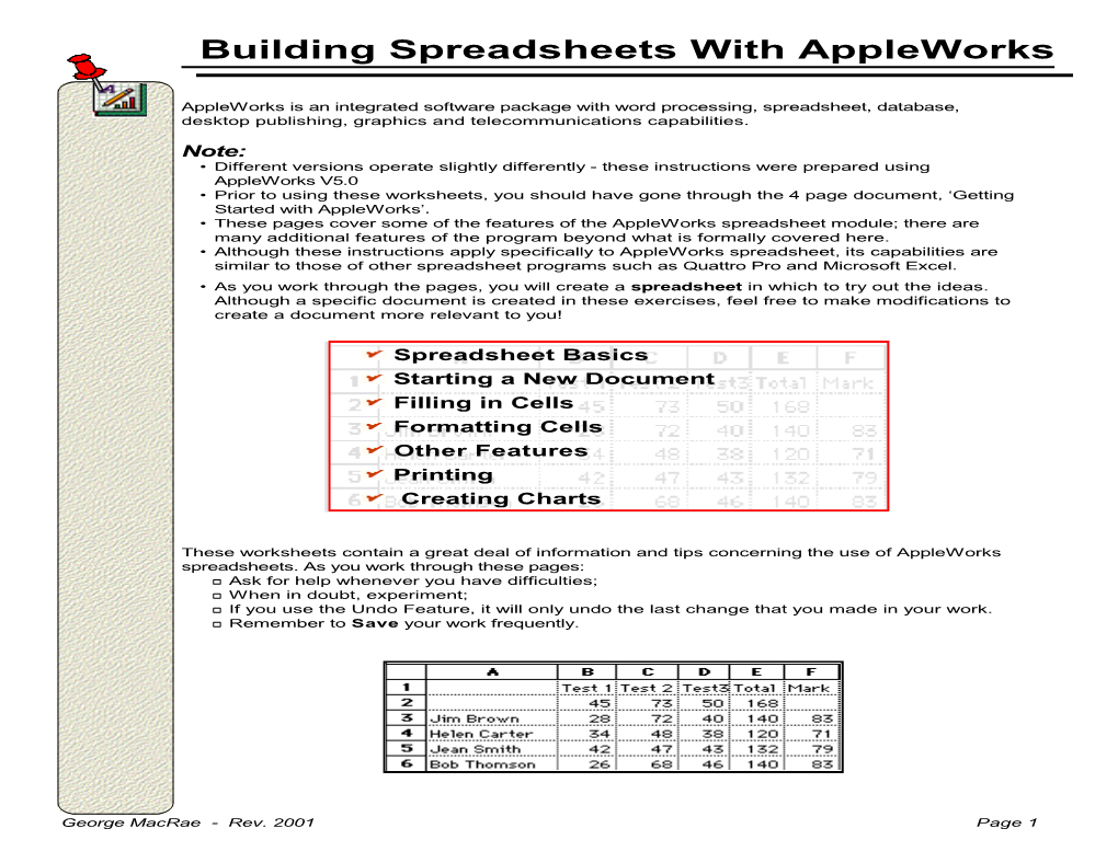 Building Spreadsheets with Appleworks