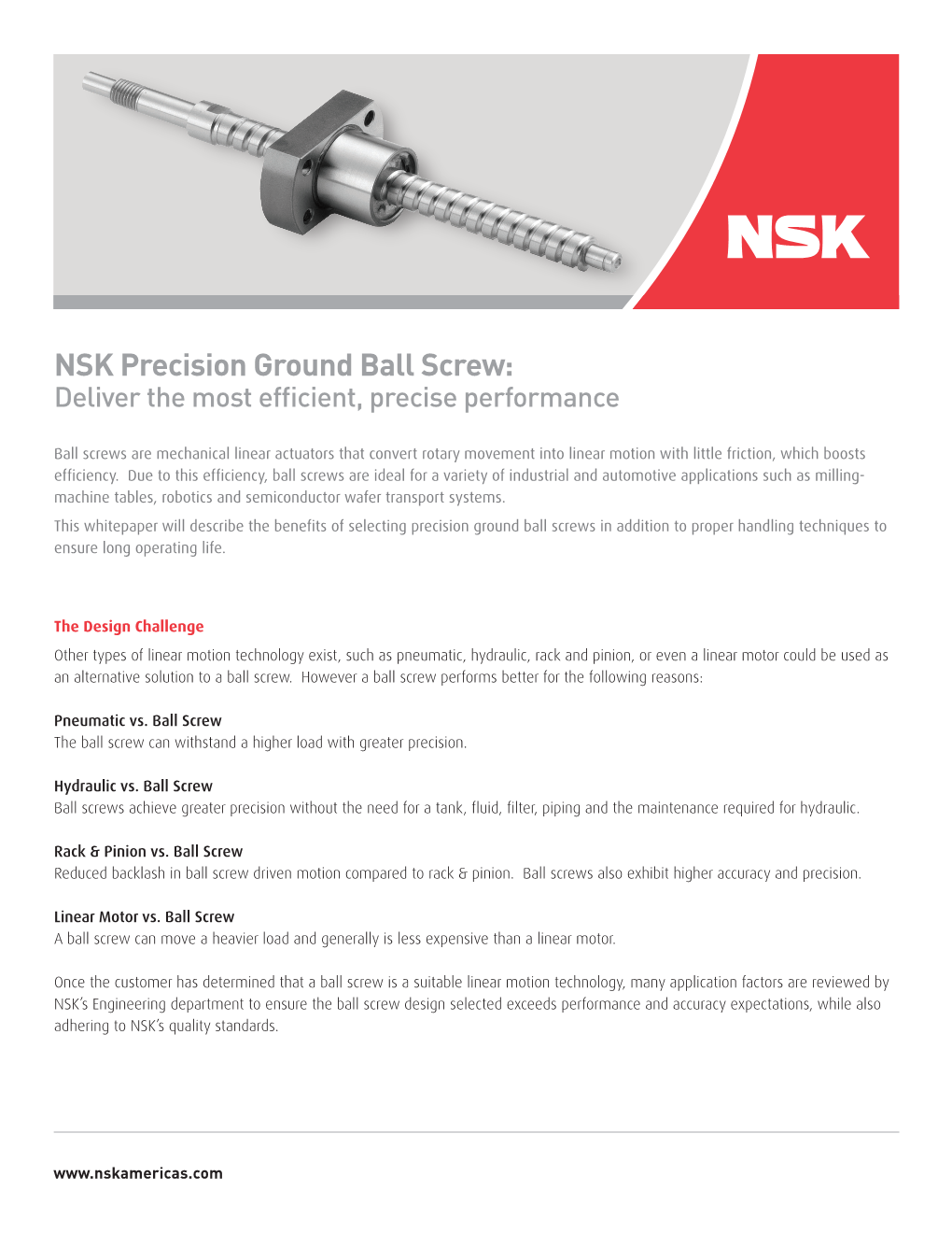 NSK Precision Ground Ball Screw: Deliver the Most Efficient, Precise Performance