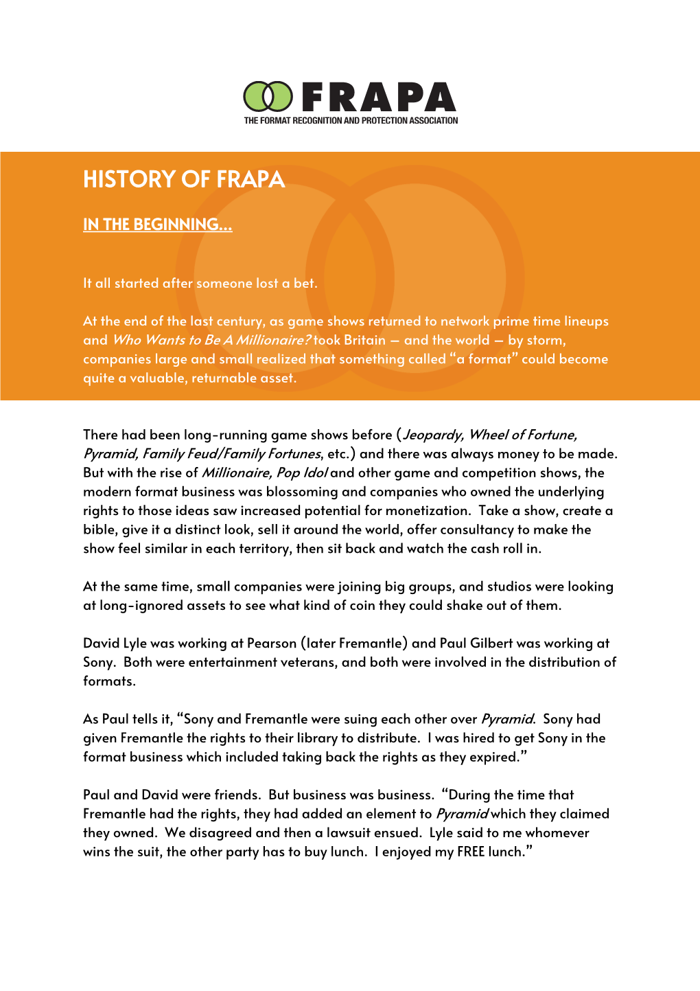 History of Frapa