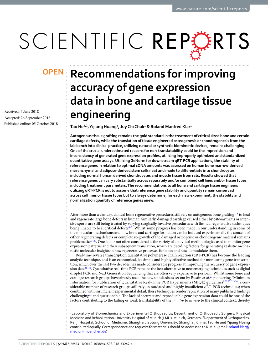 Recommendations for Improving Accuracy of Gene Expression Data in Bone and Cartilage Tissue Engineering