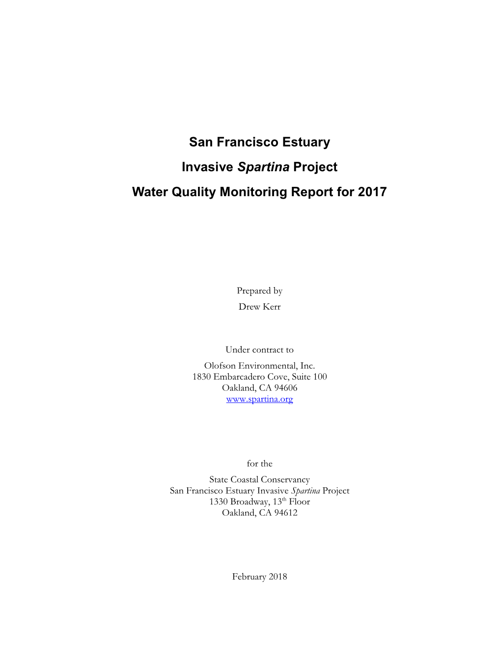 2017 Water Quality Monitoring Report