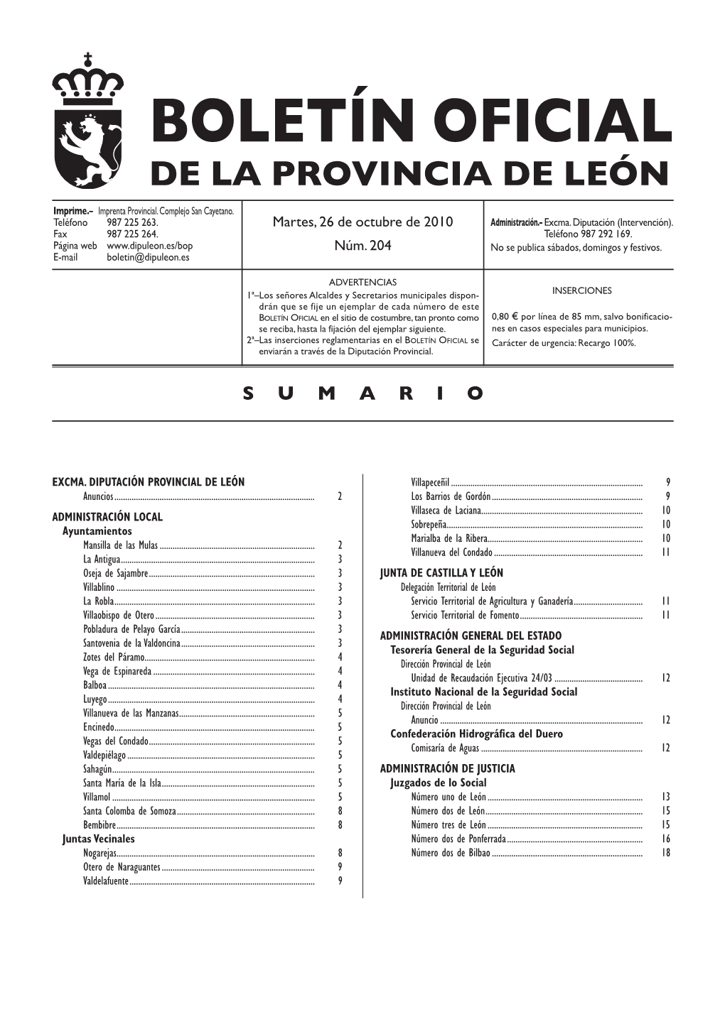 BOLETÍN OFICIAL DE LA PROVINCIA DE LEÓN Imprime.– Imprenta Provincial