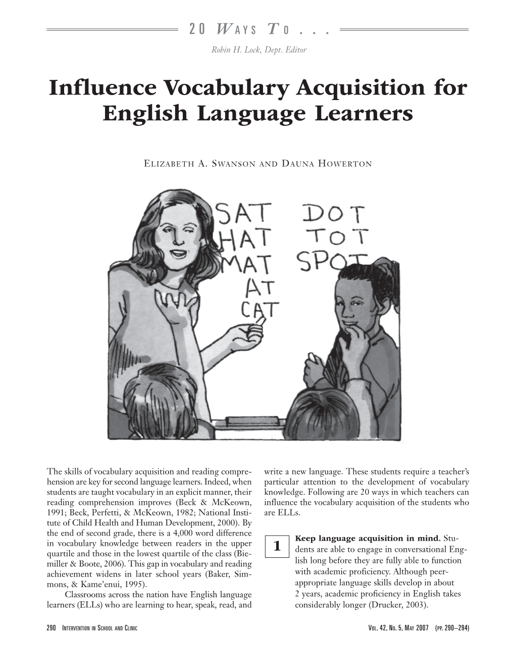 Influence Vocabulary Acquisition for English Language Learners