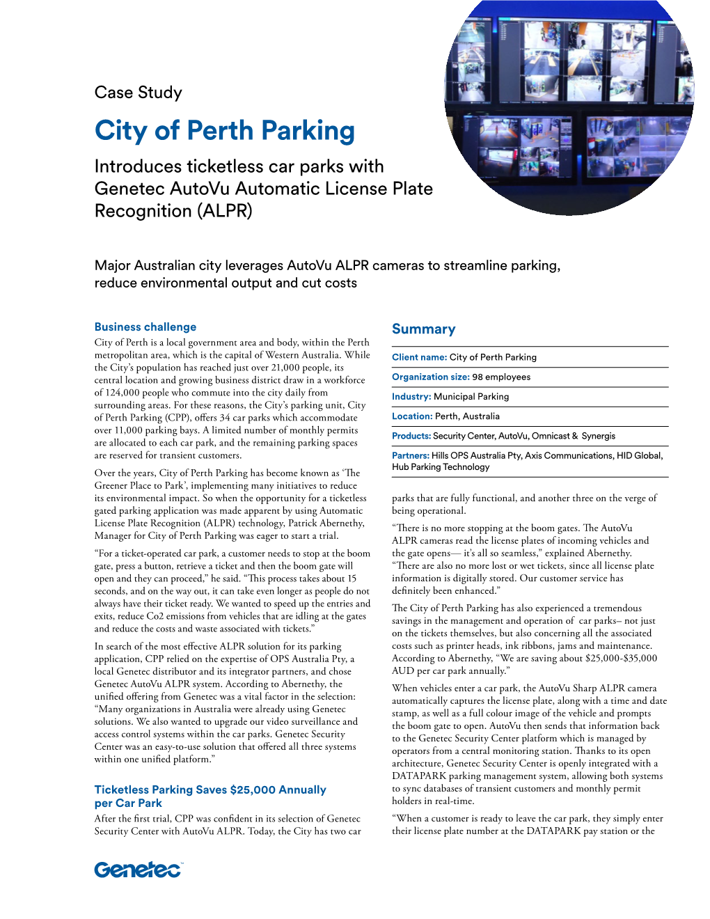 City of Perth Parking Introduces Ticketless Car Parks with Genetec Autovu Automatic License Plate Recognition (ALPR)