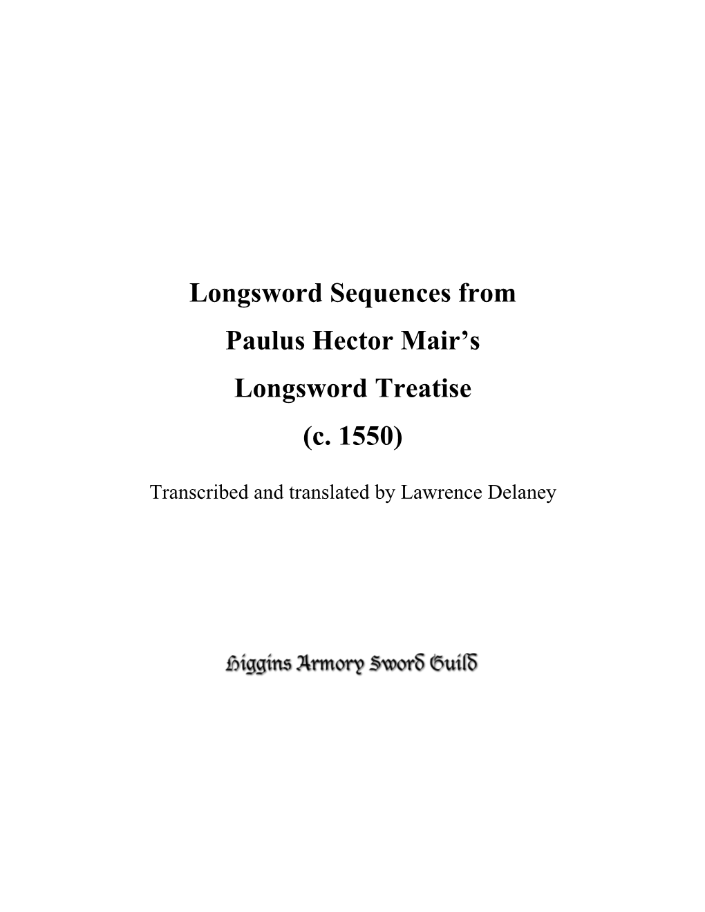 Longsword Sequences from Paulus Hector Mair's