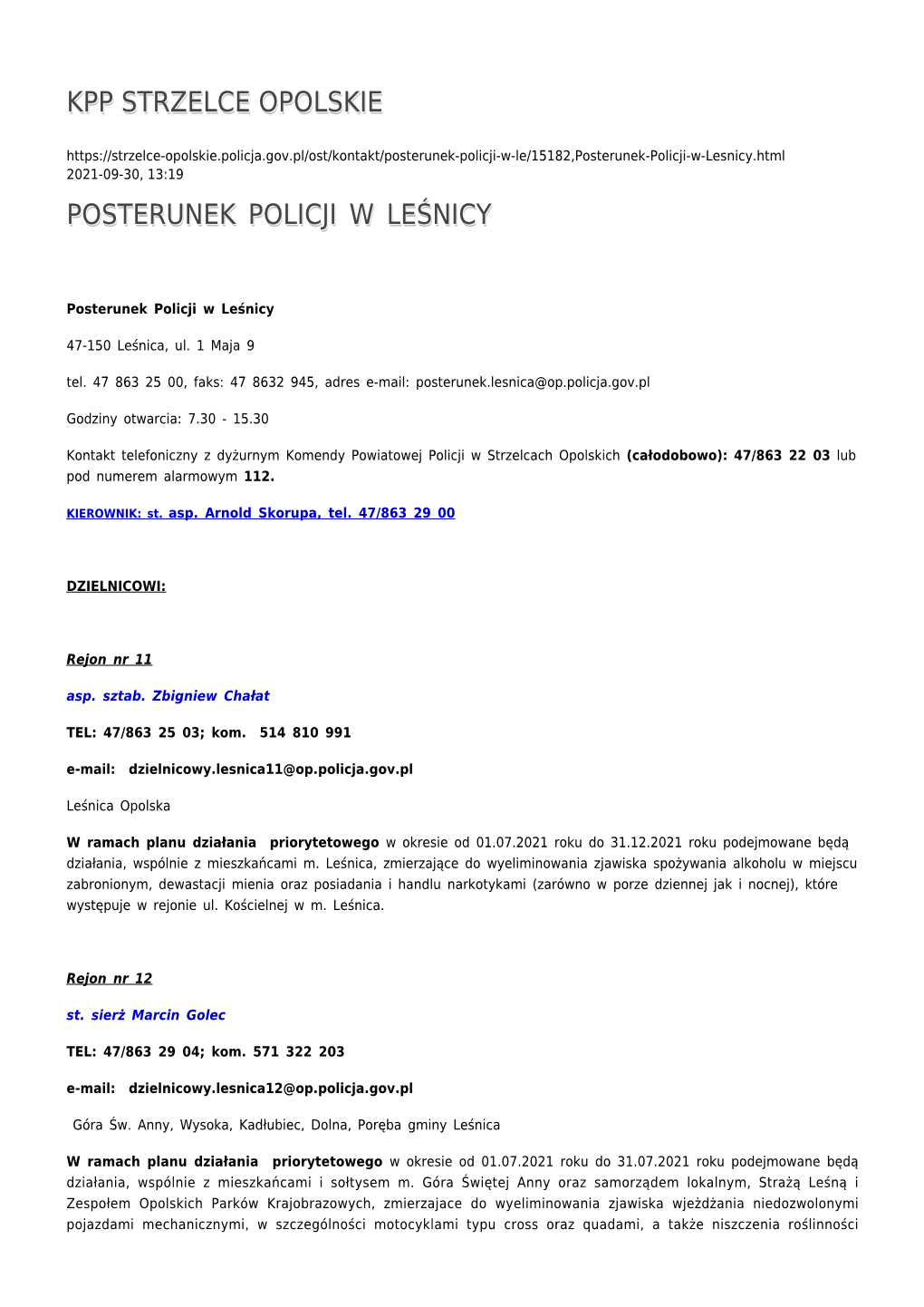 Posterunek Policji W Leśnicy