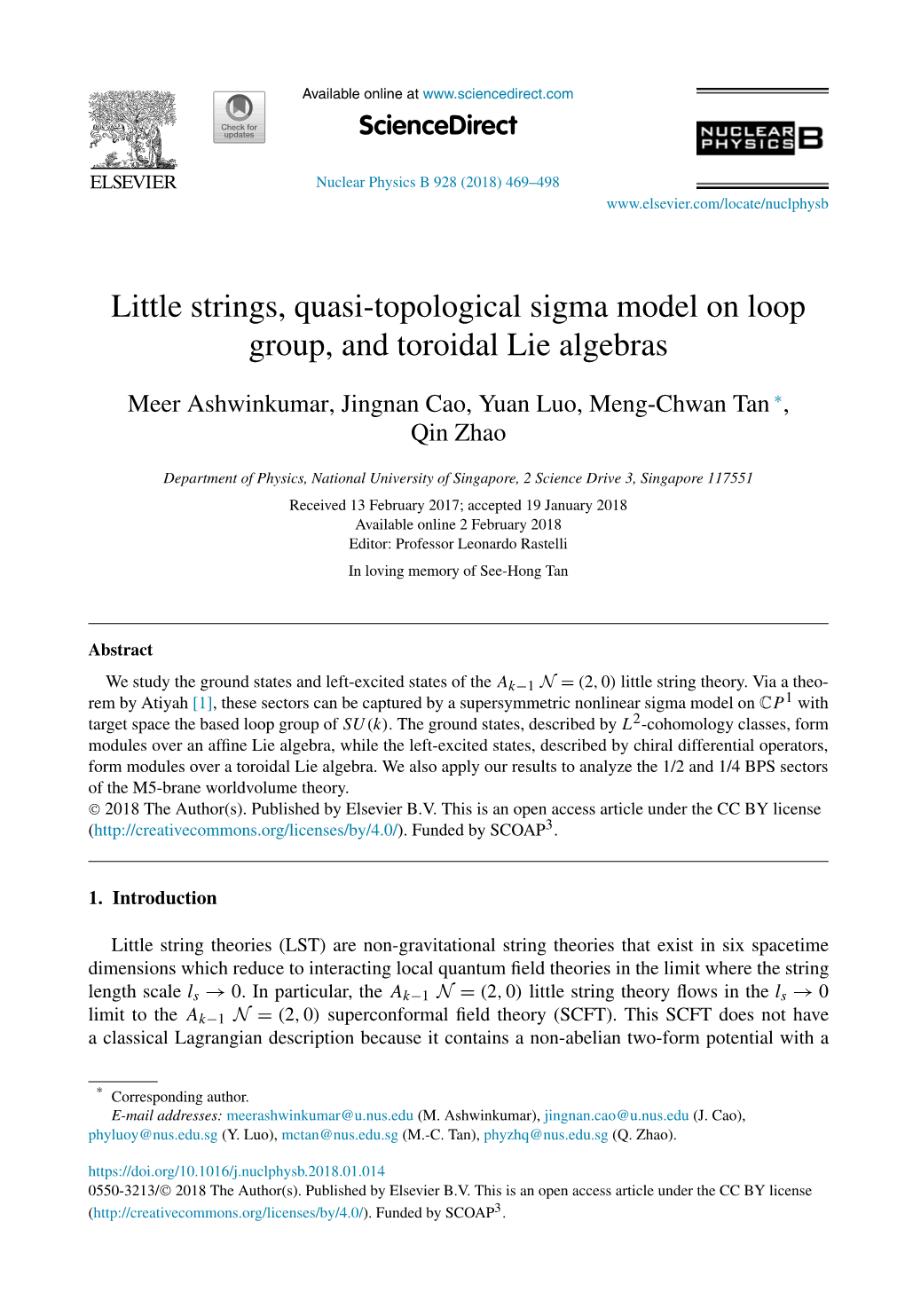 Little Strings, Quasi-Topological Sigma Model on Loop Group, and Toroidal Lie Algebras