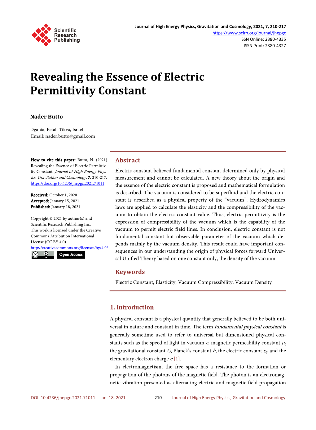 Revealing the Essence of Electric Permittivity Constant