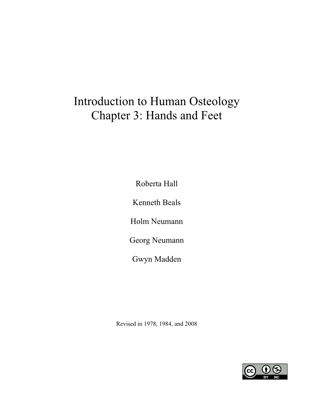 Introduction to Human Osteology Chapter 3: Hands and Feet