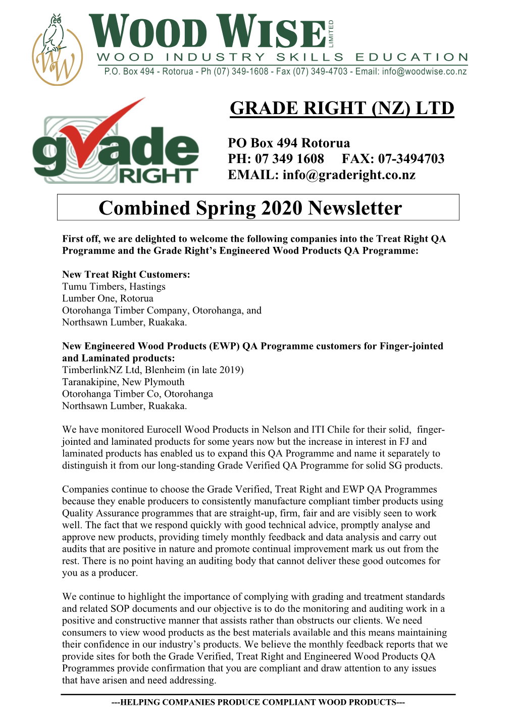 Combined Spring 2020 Newsletter