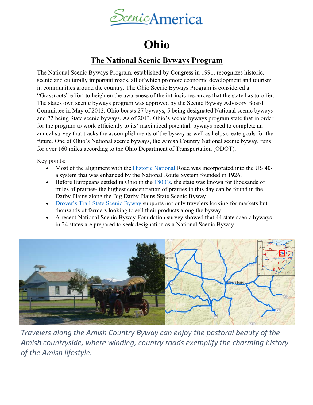 The National Scenic Byways Program Travelers Along the Amish Country