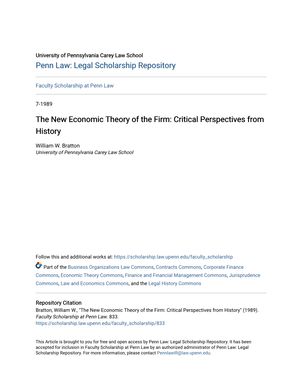 The New Economic Theory of the Firm: Critical Perspectives from History