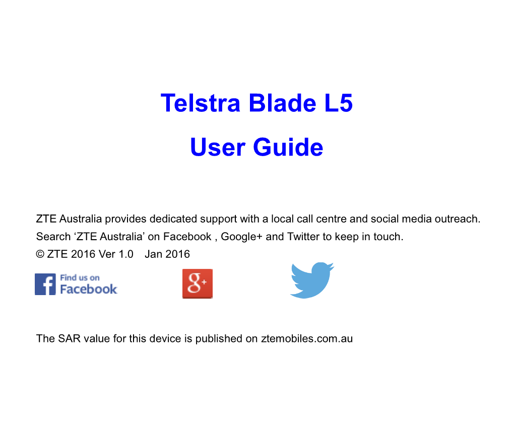 Telstra Blade L5 User Guide