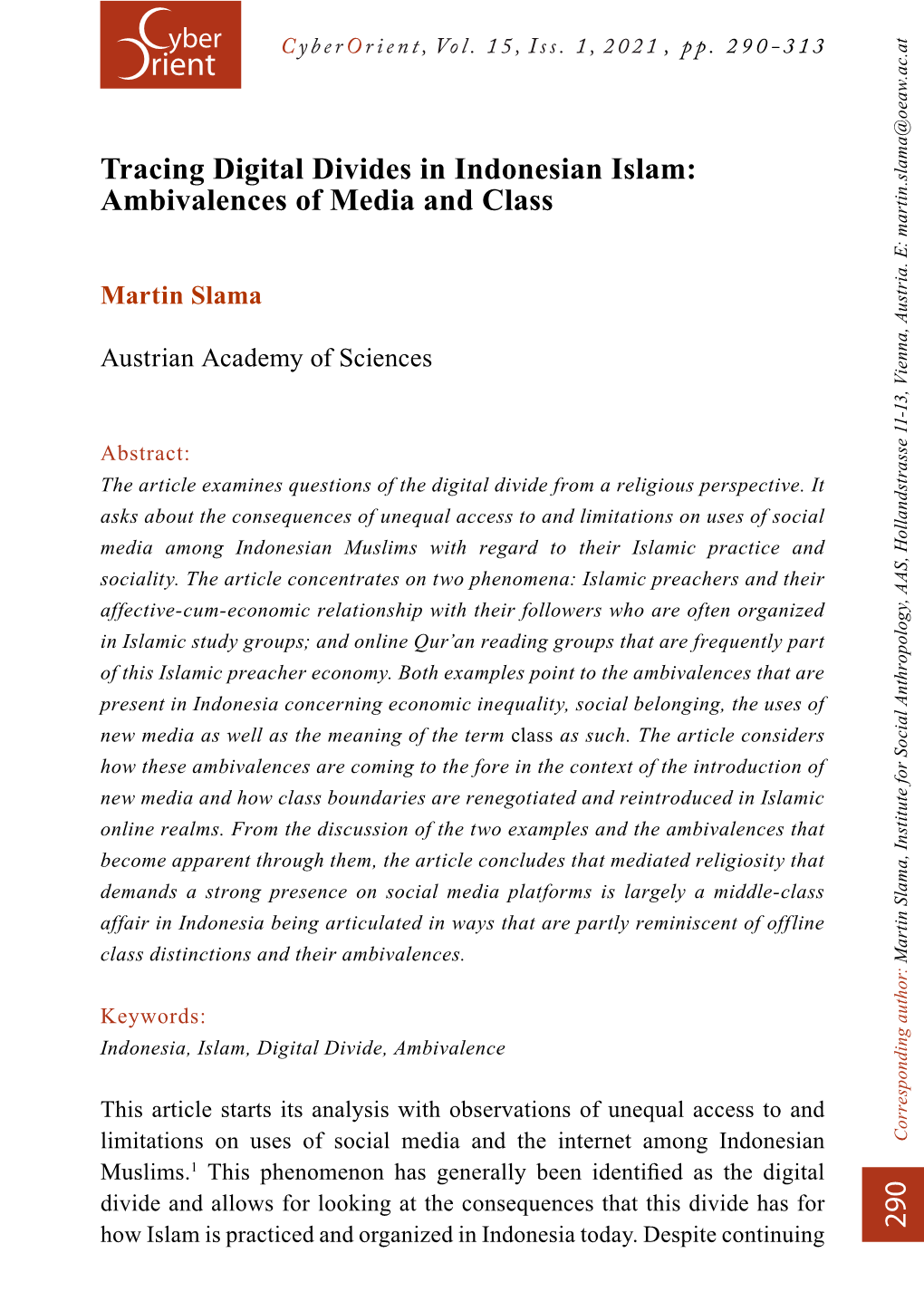 290 Tracing Digital Divides in Indonesian Islam