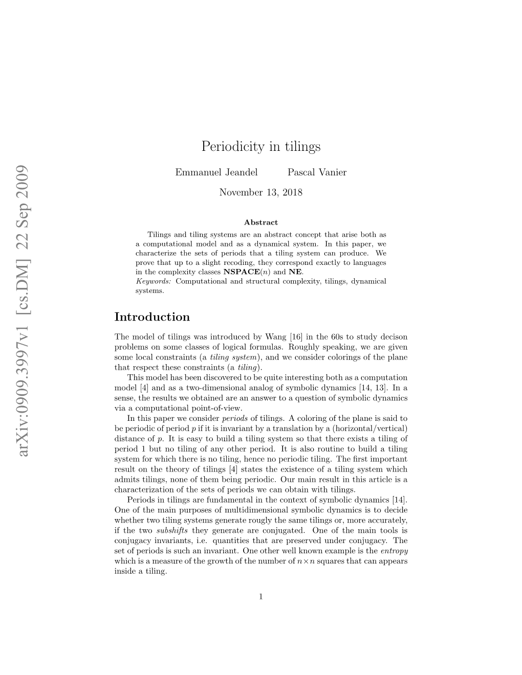 Periodicity in Tilings