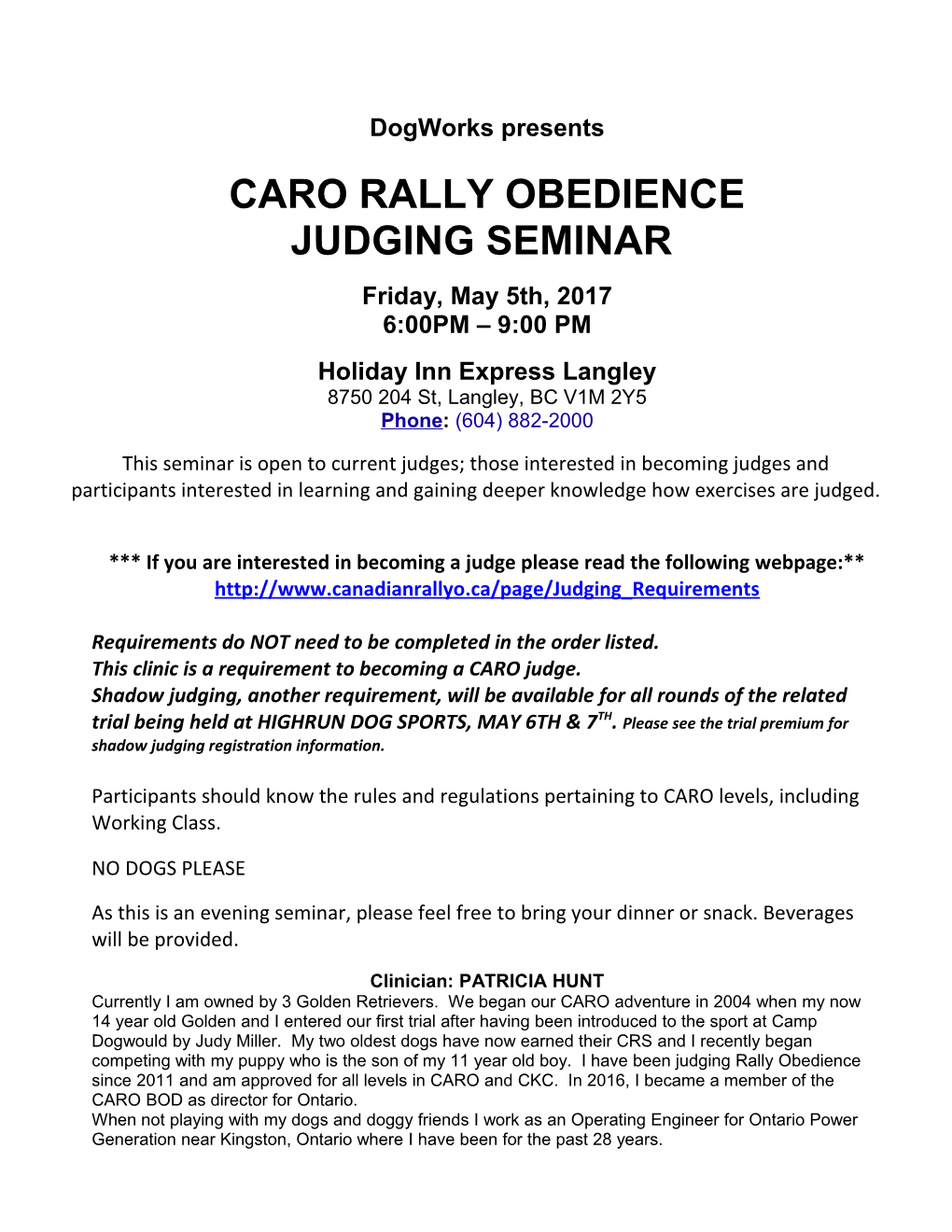 Caro Rally Obedience