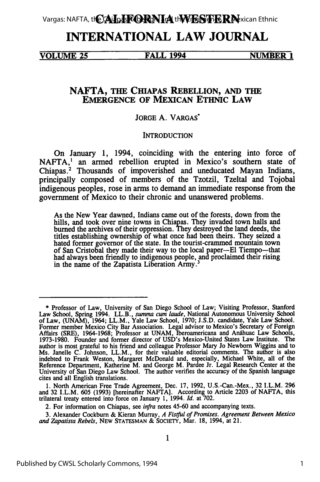 Nafta, the Chiapas Rebellion, and the Emergence of Mexican Ethnic Law