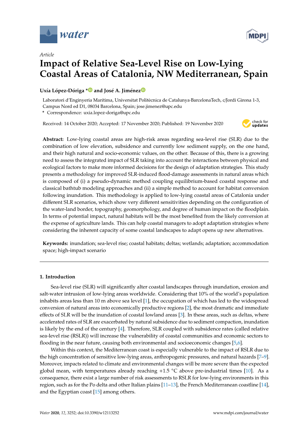 Impact of Relative Sea-Level Rise on Low-Lying Coastal Areas of Catalonia, NW Mediterranean, Spain