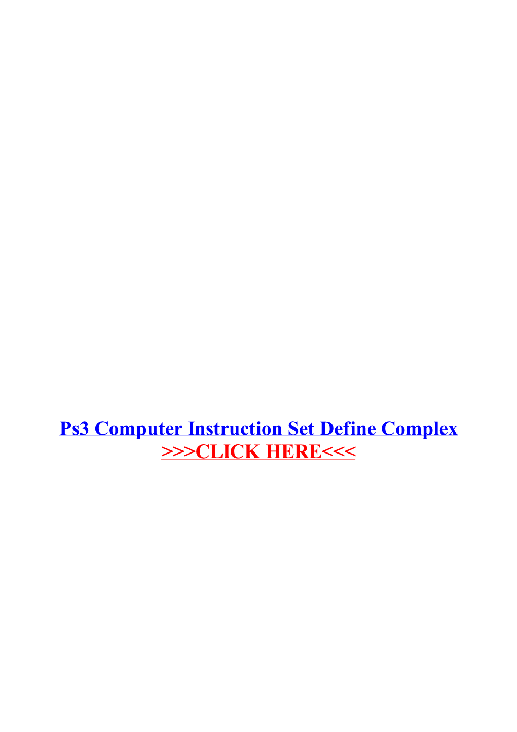 Ps3 Computer Instruction Set Define Complex