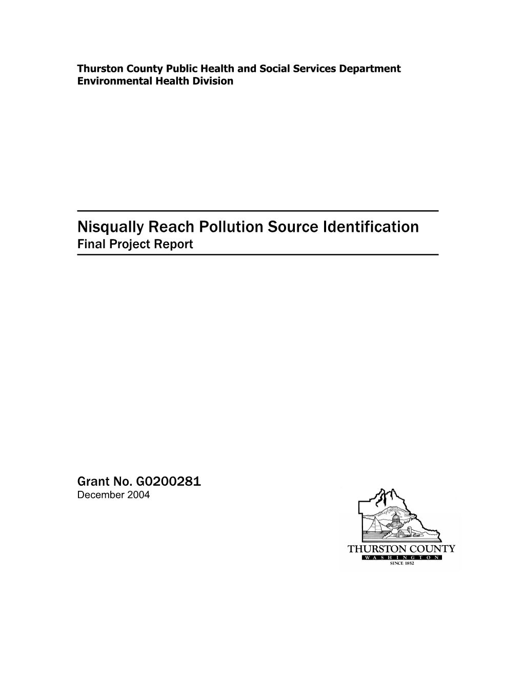 Nisqually Reach Pollution Source Identification Final Project Report