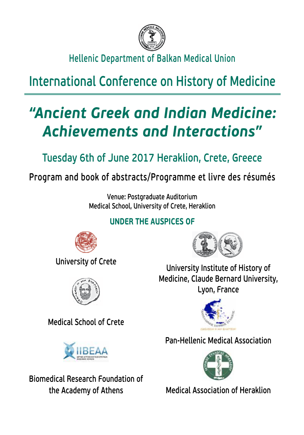 “Ancient Greek and Indian Medicine: Achievements and Interactions”