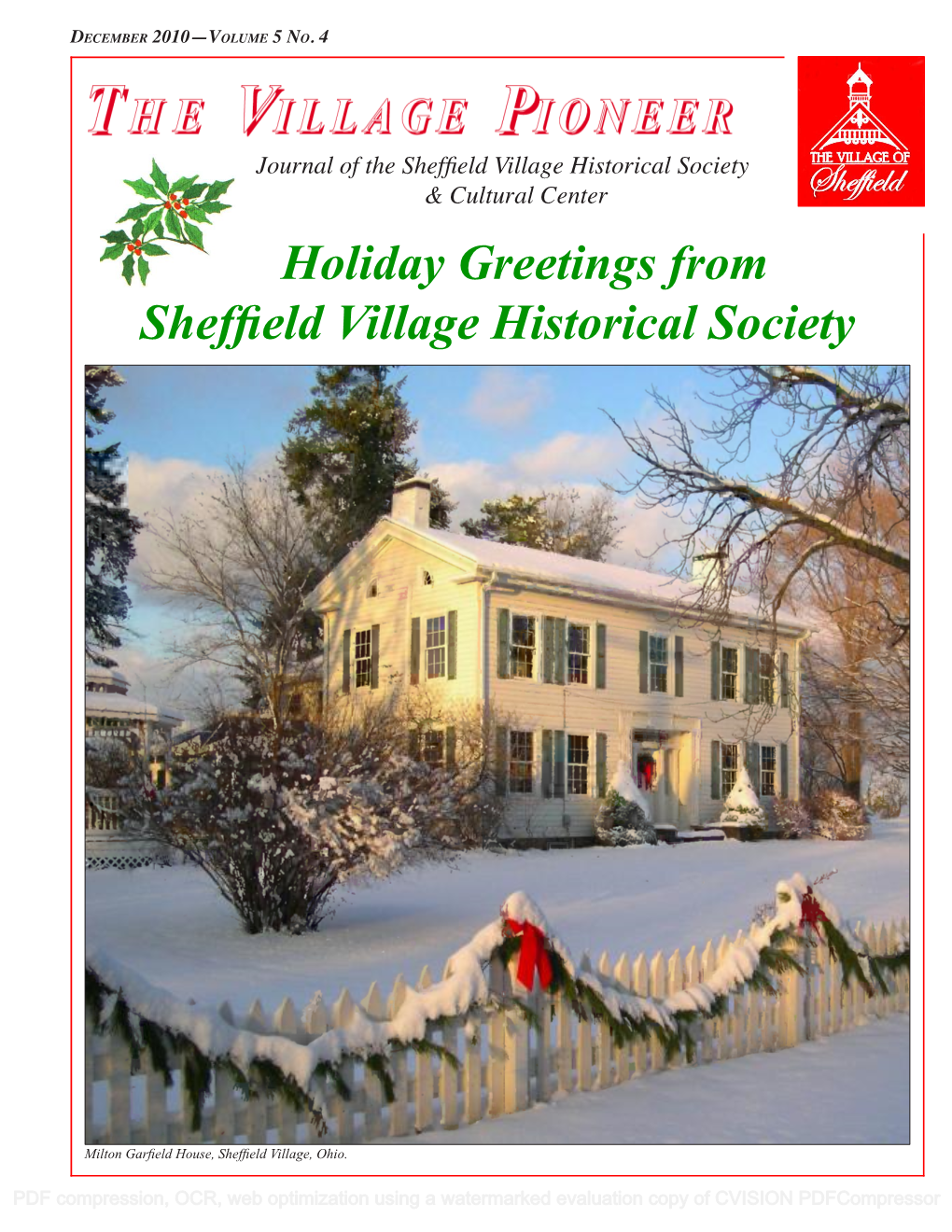 Holiday Greetings from Sheffield Village Historical Society