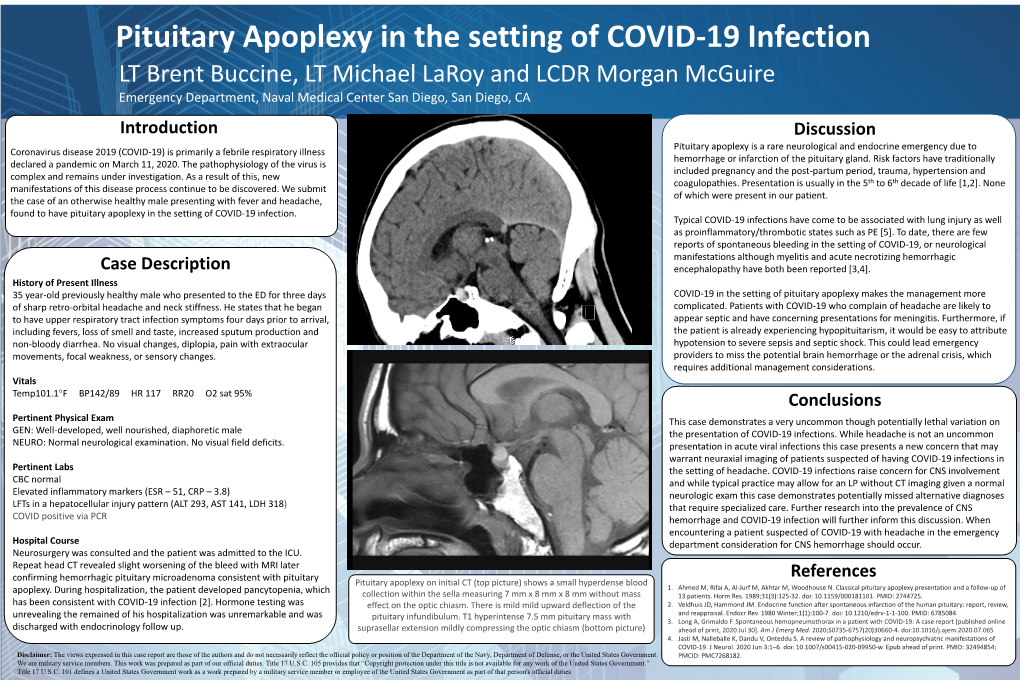 Pituitary Apoplexy in the Setting of COVID-19 Infection