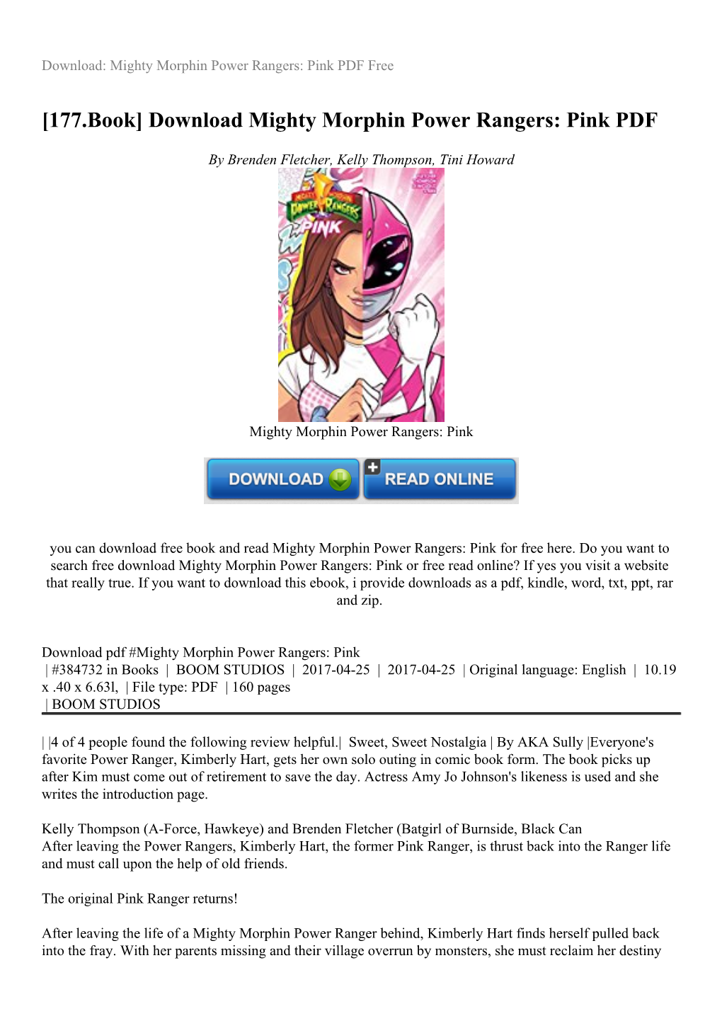 Download Mighty Morphin Power Rangers: Pink PDF