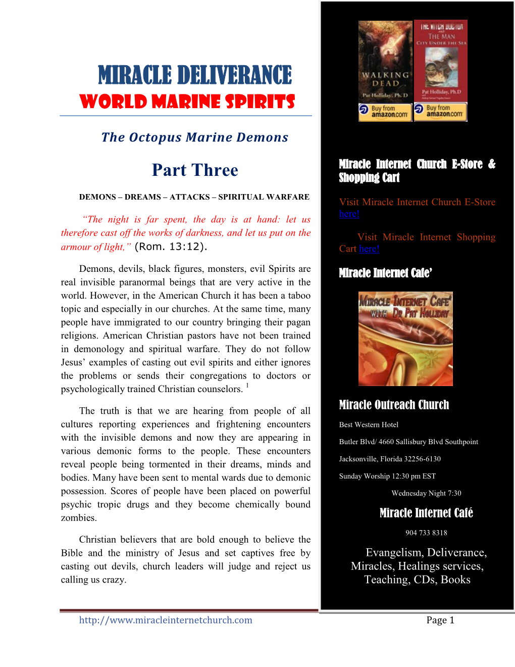 MIRACLE DELIVERANCE World Marine Spirits