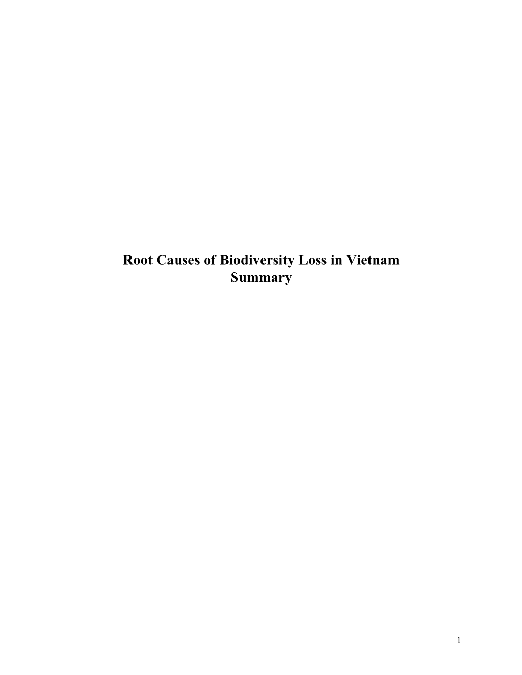Root Causes of Biodiversity Loss in Vietnam Summary