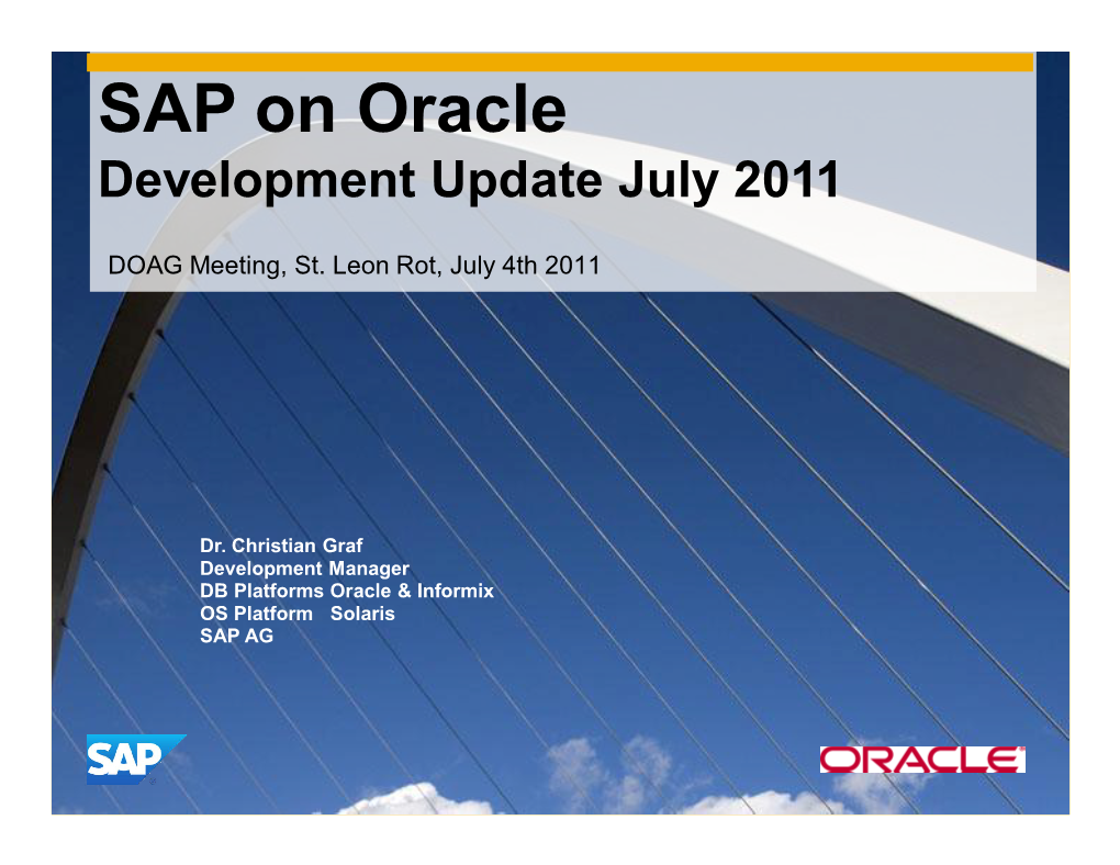 SAP on Oracle Development Update July 2011