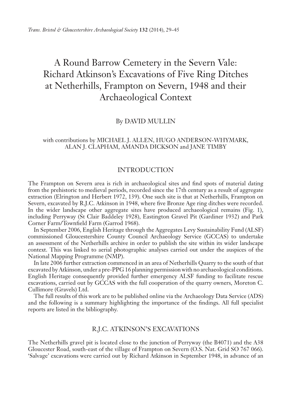 Richard Atkinson's Excavations of Five Ring Ditches at Netherhills