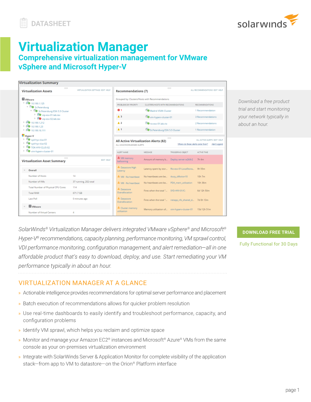 Virtualization Manager Comprehensive Virtualization Management for Vmware Vsphere and Microsoft Hyper-V