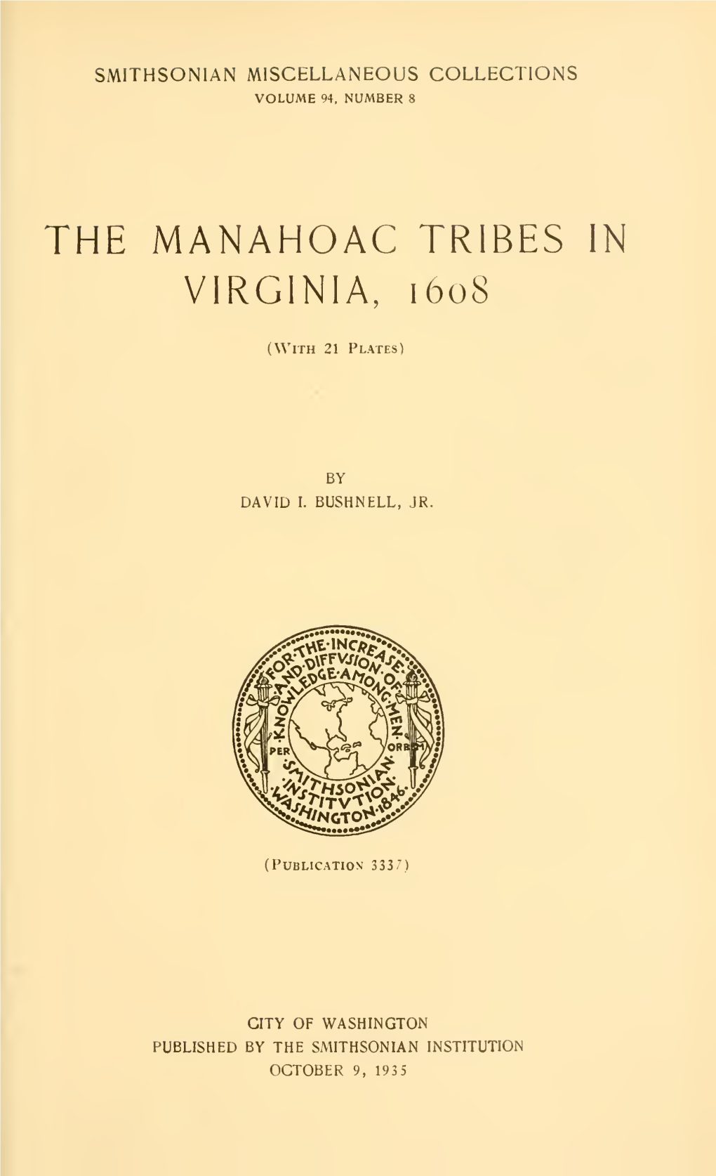 The Manahoac Tribes in Virginia, 1608