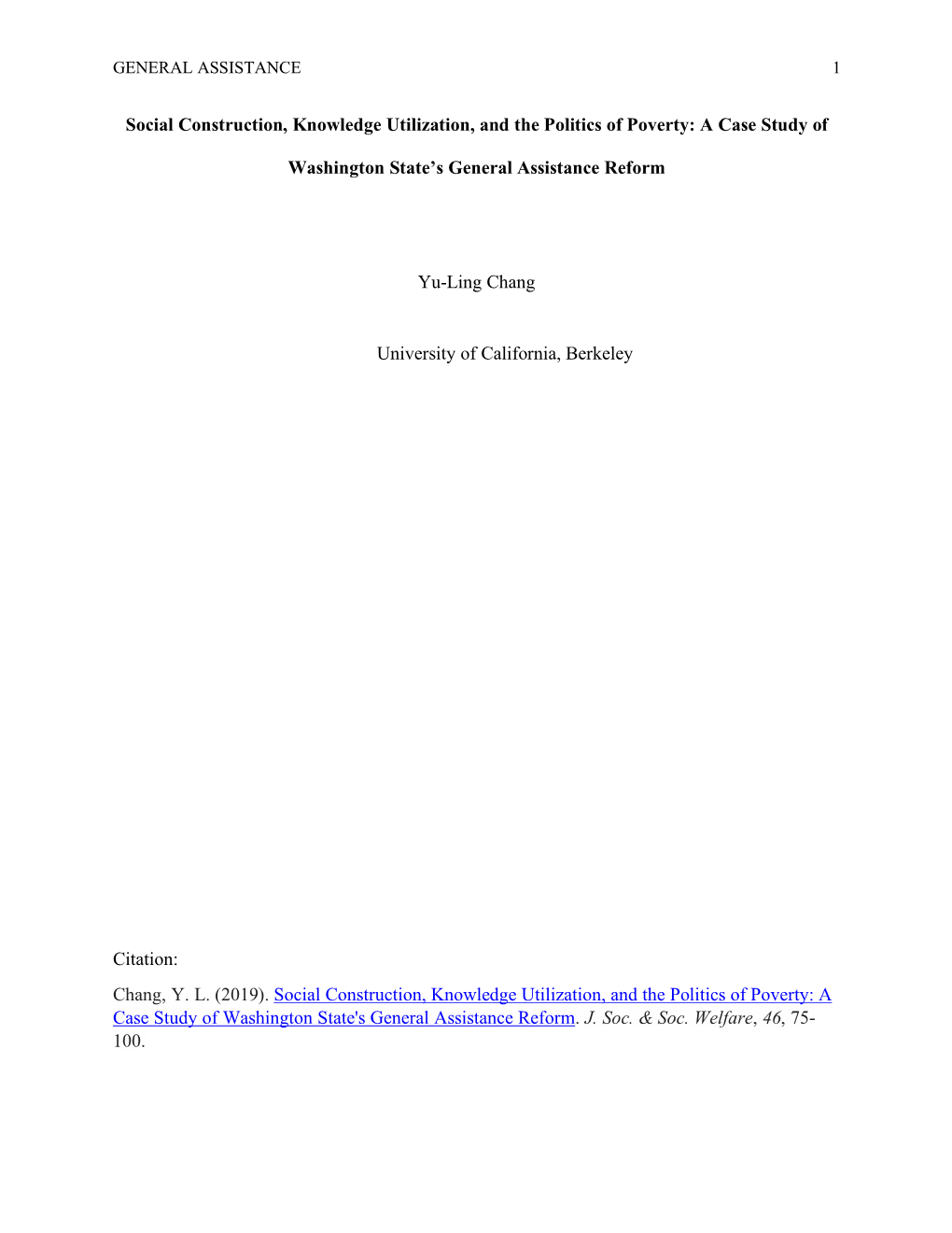 Social Construction, Knowledge Utilization, and the Politics of Poverty: a Case Study Of