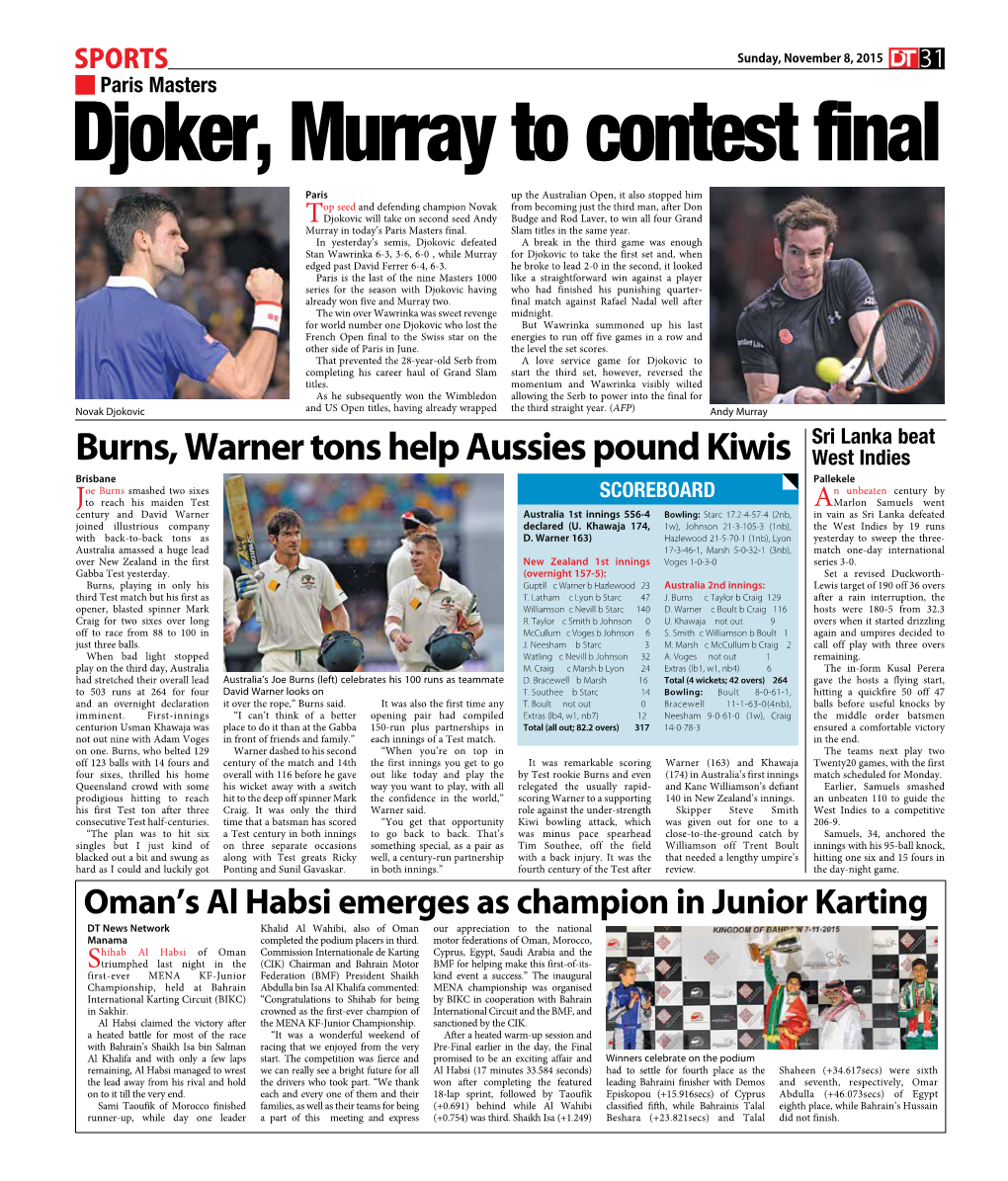 Djoker, Murray to Contest Final