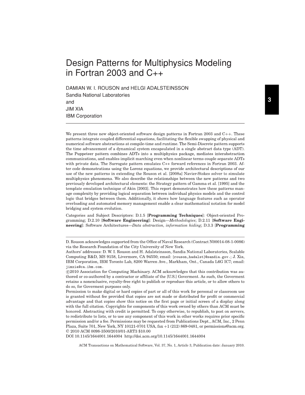 Design Patterns for Multiphysics Modeling in Fortran 2003 and C++