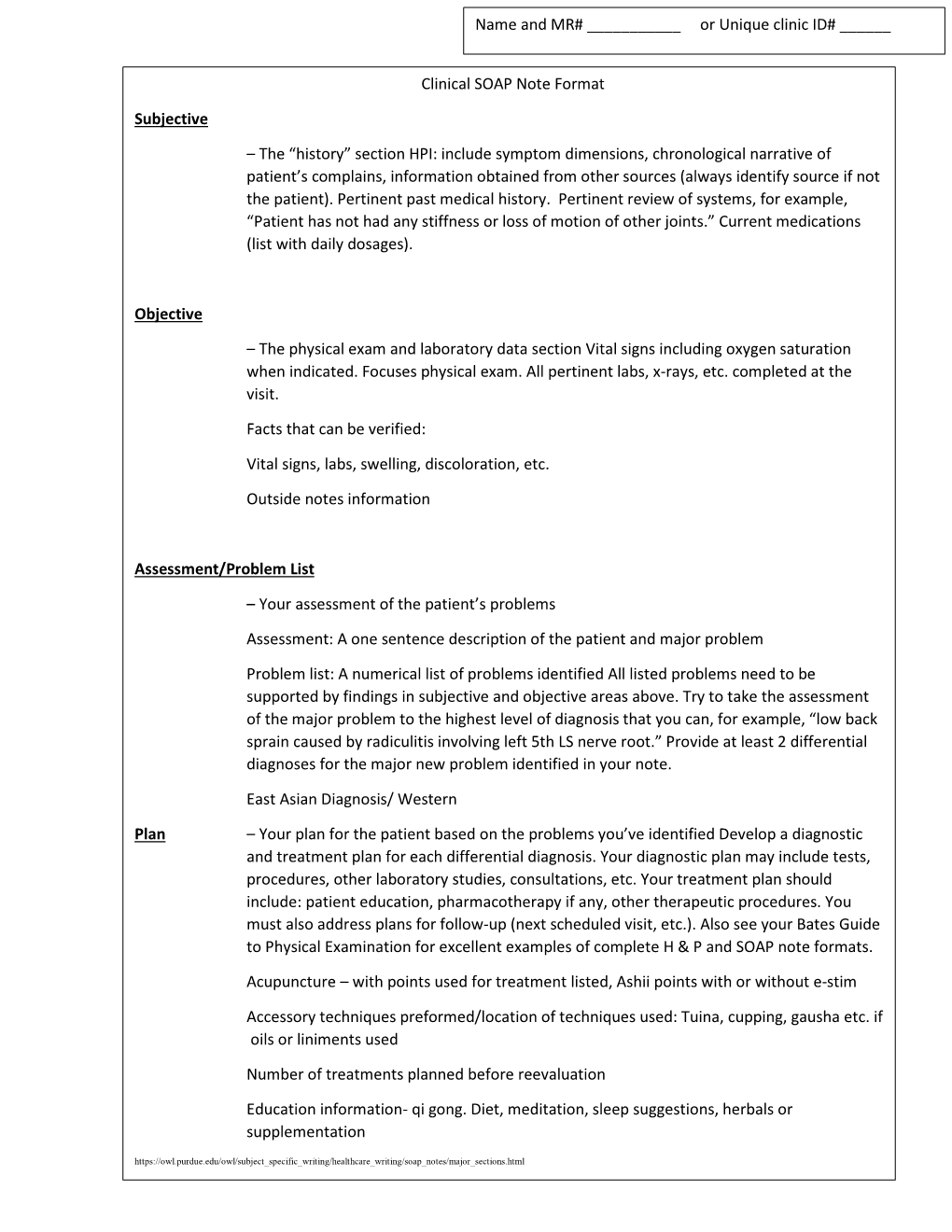SOAP Note Template