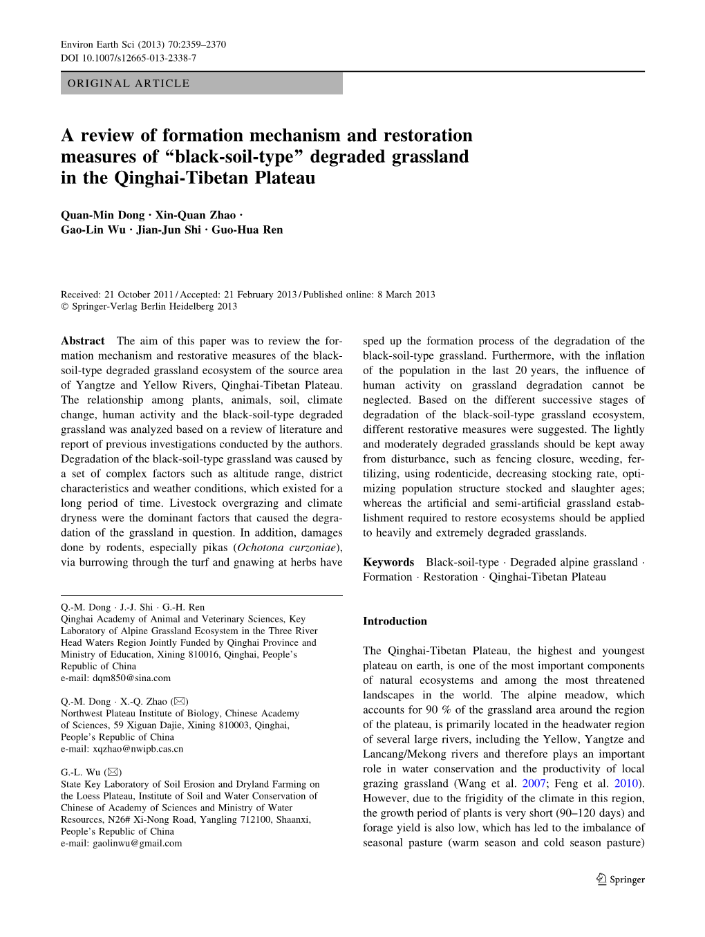 Black-Soil-Type'' Degraded Grassland in the Qinghai-Tibetan Plateau