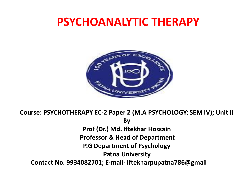 Psychoanalytic Therapy