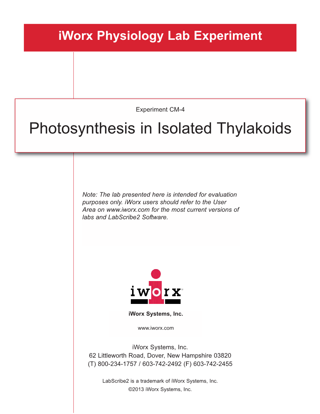 Photosynthesis in Isolated Thylakoids