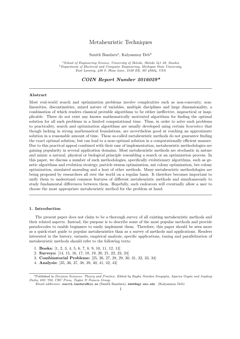 Metaheuristic Techniques