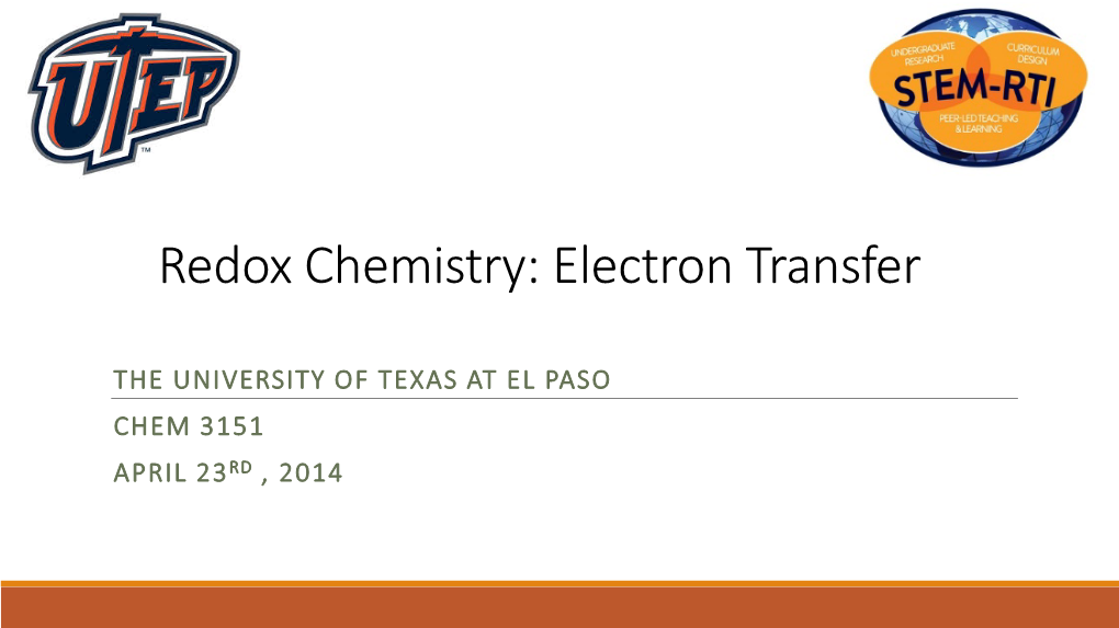 Redox Chemistry: Electron Transfer