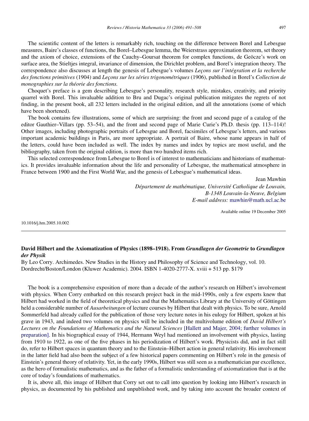 The Scientific Content of the Letters Is Remarkably Rich, Touching on the Difference Between Borel and Lebesgue Measures, Baire